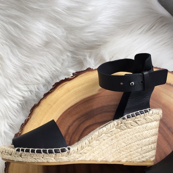 Vince leather ankle strap wedge espadrille sandals - Picture 3 of 8